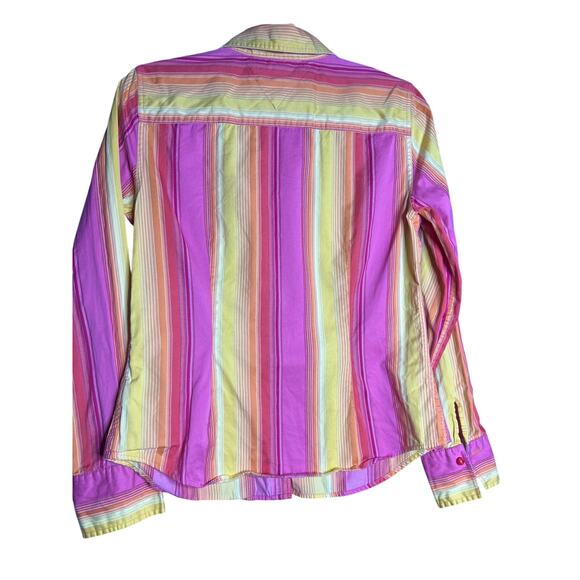 Vintage Tommy Hilfiger  Women’s long Sleeve  Medium Pink/Yellow  Shirt - Picture 5 of 8
